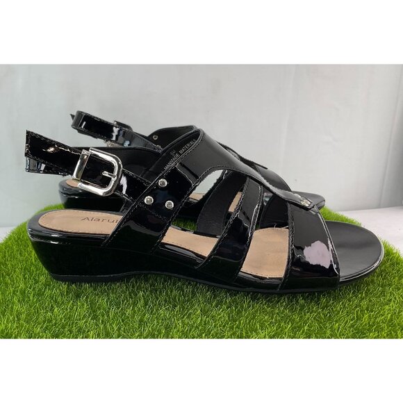 New Alaruba Womens Patent Leather Strappy Wedge Sandals With Adjustable Buckle C - Picture 5 of 6